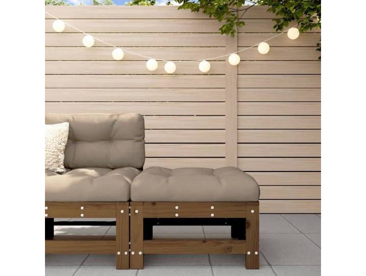 Repose-pied de jardin et coussin marron miel bois de pin massif tabouret repose-pied ottoman tabouret de jardin 825670