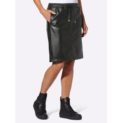 Lederimitatrock INSPIRATIONEN, Damen, Gr. 38, grün (schwarz), 100% Polyester, unifarben, kurz, Röcke