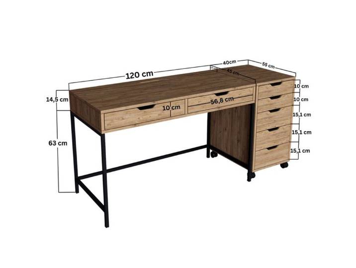 Bureau détude Table de travail en bois MDF mélaminé pin atlantique 160 x 55 x 77 4 cm