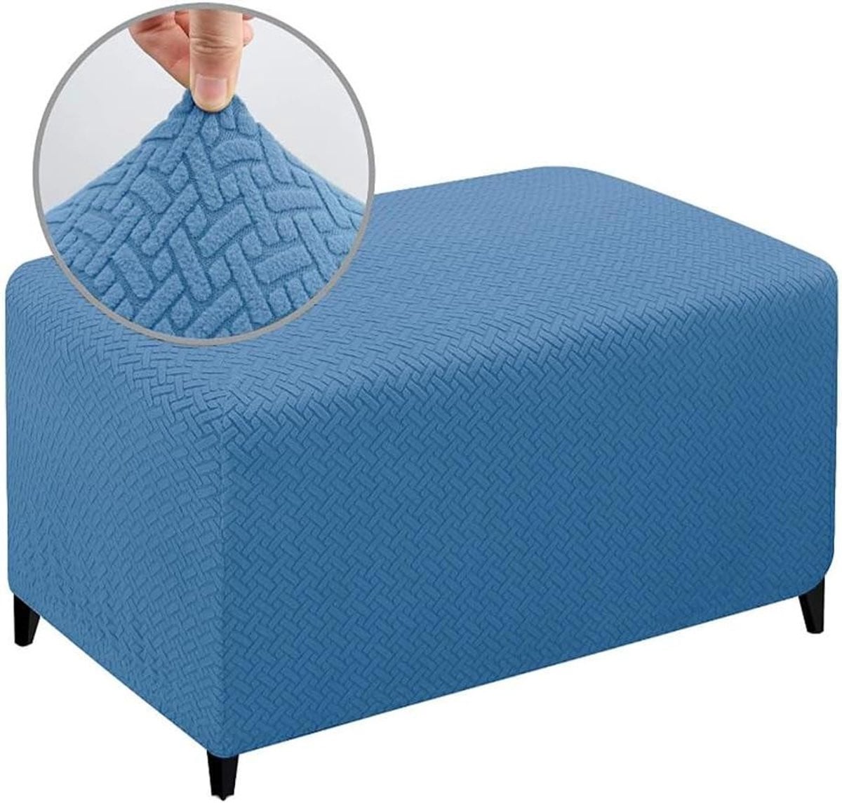 Stretch Ottomaanse Poef Cover voor Voetsteun - Stoffig Blauw - Maat L