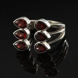 Drachensilber Granat Ring Silber größenverstellbar edles modernes Design 52