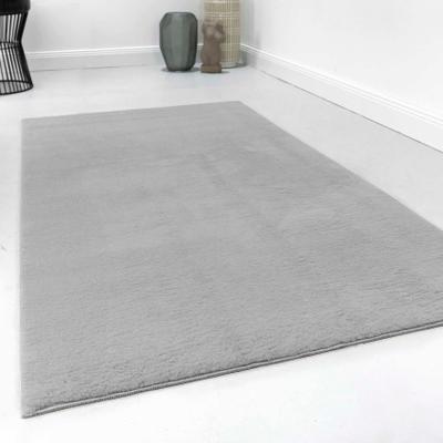 Teppich HOMIE LIVING "Villa Rosso", grau, B:200cm H:15mm L:290cm, Polyester, Teppiche, Teppich, Kurzflor, Uni Farben, leicht glänzende Optik