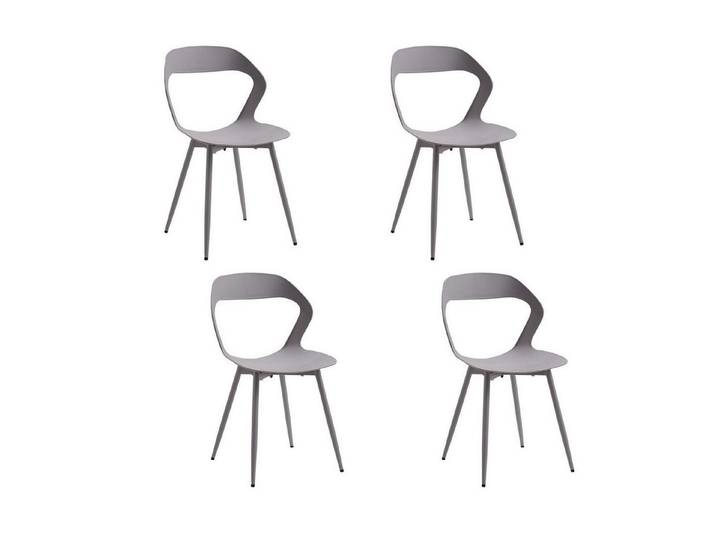 LuxusKollektion Esszimmerstuhl Esszimmerstuhl 4er Set Metallbeine Hohlrücken Grau+grau 4er-Set