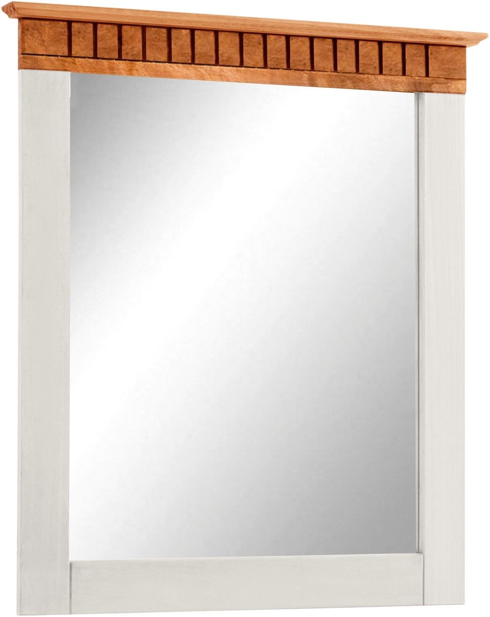 Lisa Garderobespiegel met Massief Grenenhouten Frame - Wit Grenen - B: 60 cm, H: 70 cm
