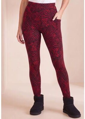 Plus Size Women's Side Pocket Essential Legging by Roaman's in Black Abstract Texture (Size 38/40)