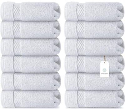 White Classic Luxury Cotton Washcloth 13x13 - Set of 12