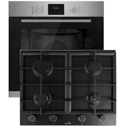 Böhme Einbauherdset mit Elektrobackofen HB60F78PPX +  Gasline Gaskochfeld 60cm mit 4 Brennern