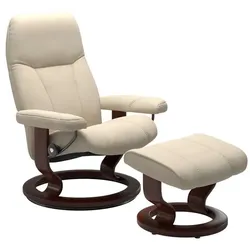 Stressless Sessel mit Hocker Consul Classic Leder Beige Batick Cream M (Medium)