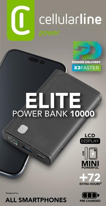 Cellular Line Caricabatterie Portatile Pbdispl01pd10000k-nero