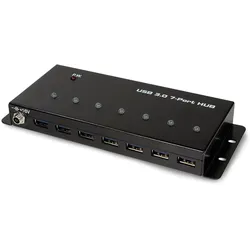 LogiLink USB 3.0 Hub, 7-Ports, Industrieausführung (USB-B, 7 Ports), Dockingstation + USB Hub, Schwarz