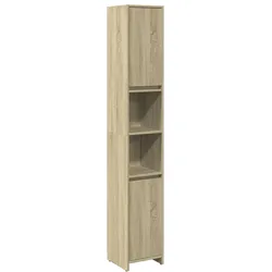Helloshop26 - Badezimmerschrank 30 x 30 x 183 cm 6 Fächer modernes Design Eichenholzkonstruktion Sonoma