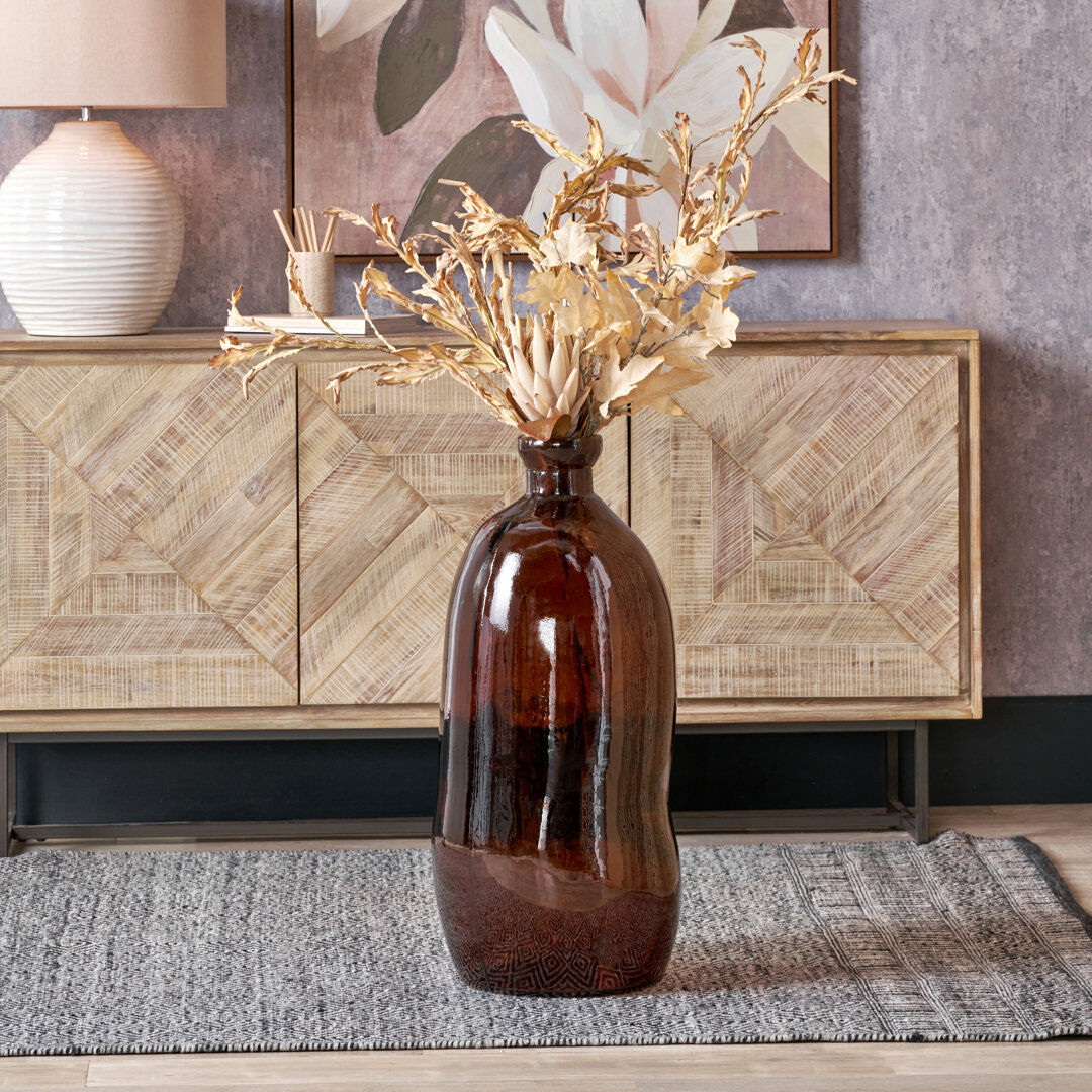 Mercury Organic Shaped Recycled Glass Tall Vase Pecan Brown 73cm H X 34cm W X 34cm D