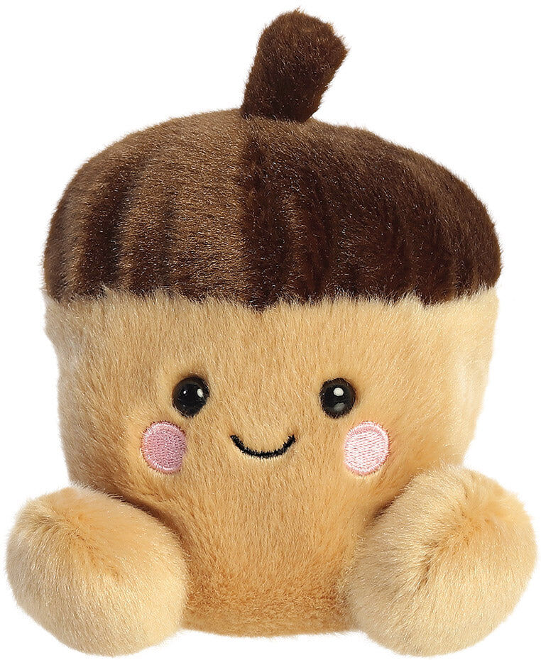 Aurora Palm Pals Oak Acorn Plush Soft Toy, 5in, golden-brown/dark chocolate-brown, palm-sized