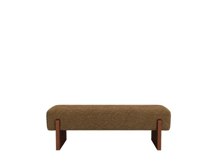 Drawer Banc en tissu et bois- SALLY Marron Chiné