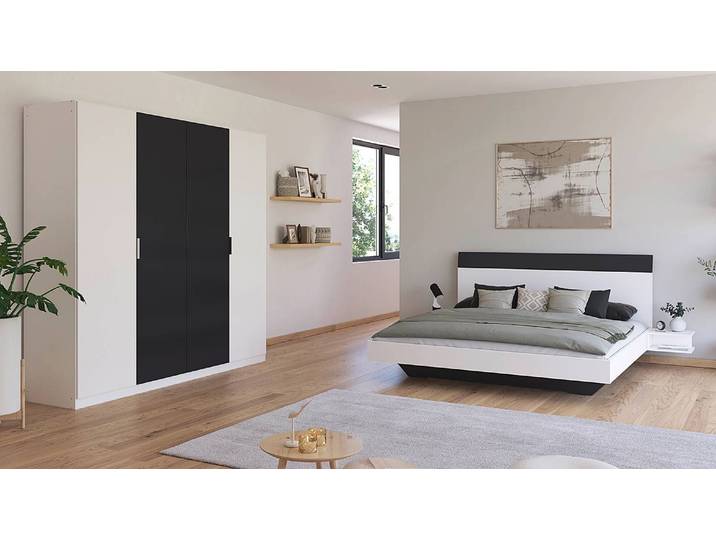 Schlafzimmerset 2-teilig Dreher 180 x 200cm Weiß/Alpinweiß/Graumetallic