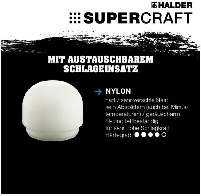 Halder SUPERCRAFT Tête de marteau de protection 40 mm nylon arrondi (3508.240)