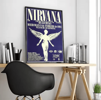 Inspire Picks Nirvana Rock Band Canvas Poster Grunge Calligraphy Wall Art For Music Room Decor black1 50x70cmframeless
