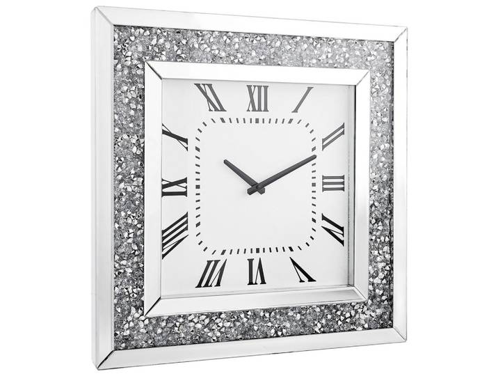 Xora Wanduhr, Silberfarben, Weiss, Glas, Holzwerkstoff, 50x50x5 cm, Dekoration, Uhr, Wanduhren