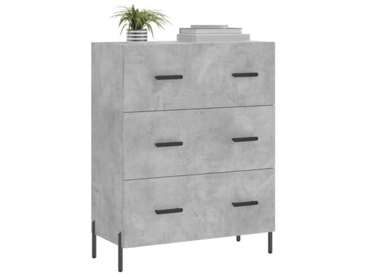 KTHLBRH Anrichte grau Beton 69,5 x 34 x 90 cm Holz mehrschichtig 3 Schubladen, Ausstellungsfläche, Füße aus Metall, stabil, feuchtigkeitsbeständig