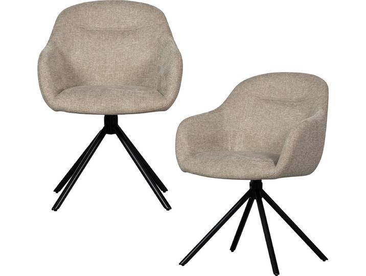 WOOOD Grant-Jaki Eetkamerstoelen - Chenille - Zand - Set van 2