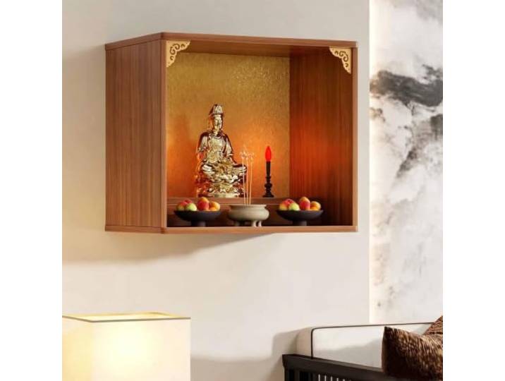 Wandaltar Schrein Offering Tisch, Buddha Altar Tisch Mit Türen,Chinesischer Meditationstisch, Buddhistisches Regal Für Figuren，for Buddha-Statuen, Kerzendosen, Räuchergefäße, Opfergaben