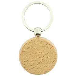 CombiCraft Holz Schlüsselanhänger Rund 40x40 mm - 10 Stück - Ohne Aufdruck