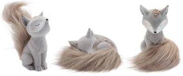 Melrose International Woodland Fox Figurines with Faux Fur Tails (Set of 6)