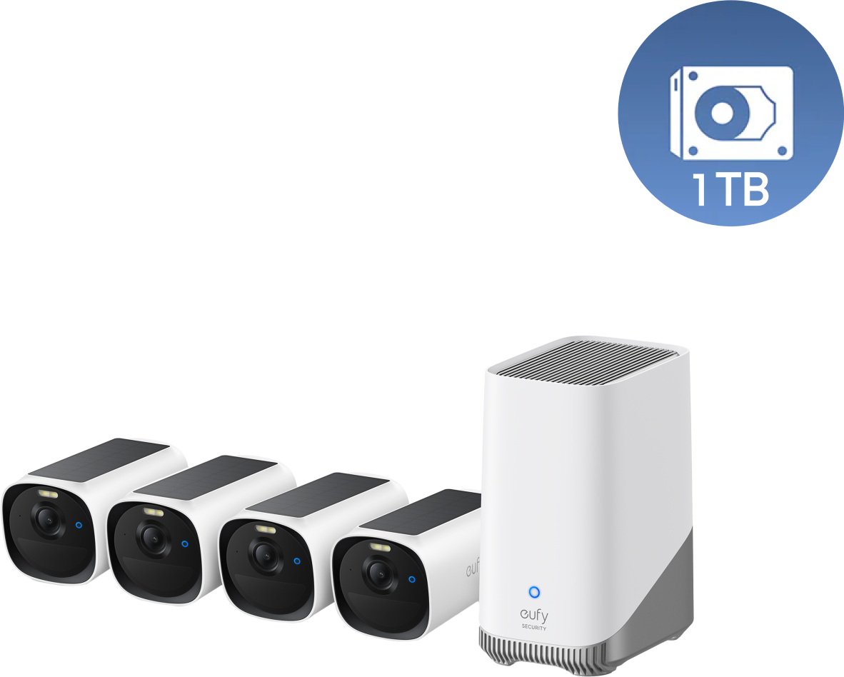 eufyCam S330 (eufyCam 3) 4‑Kamera‑Set und 1TB Festplatte