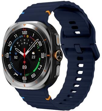 Everyday Crate Kalebol Wave Stitched Samsung Galaxy Watch Ultra Band Soft Silicone Watch Strap For Galaxy Watch Ultra midnight Blue