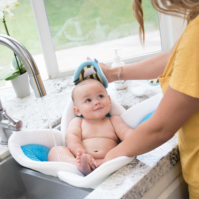 HomeDecorAndMore LLC Lotus Flower Baby Bath Mat Blue