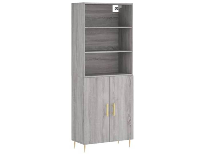 HGFDVCMR Highboard Grau Sonoma 69,5x34x180 cm Schrank 2-teilig Modernes 2-teiliges Highboard in Grau Sonoma für Wohnzimmer und Flur: Viel Stauraum hinter Türen und stabile Metallfüße.