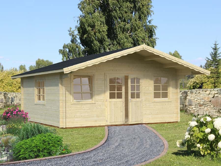 Palmako Gartenhaus Helena 18,6 m² Gartenhaus aus Holz, Holzhaus mit 70 mm Wandstärke, Blockbohlenhaus mit Montagematerial