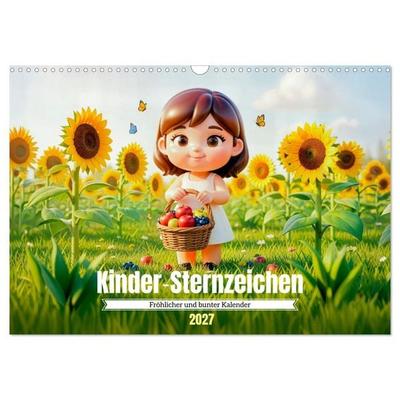 Kinder‑Sternzeichen - Fröhlicher und bunter Kalender (Wandkalender 2027 DIN A3 quer), CALVENDO Monatskalender