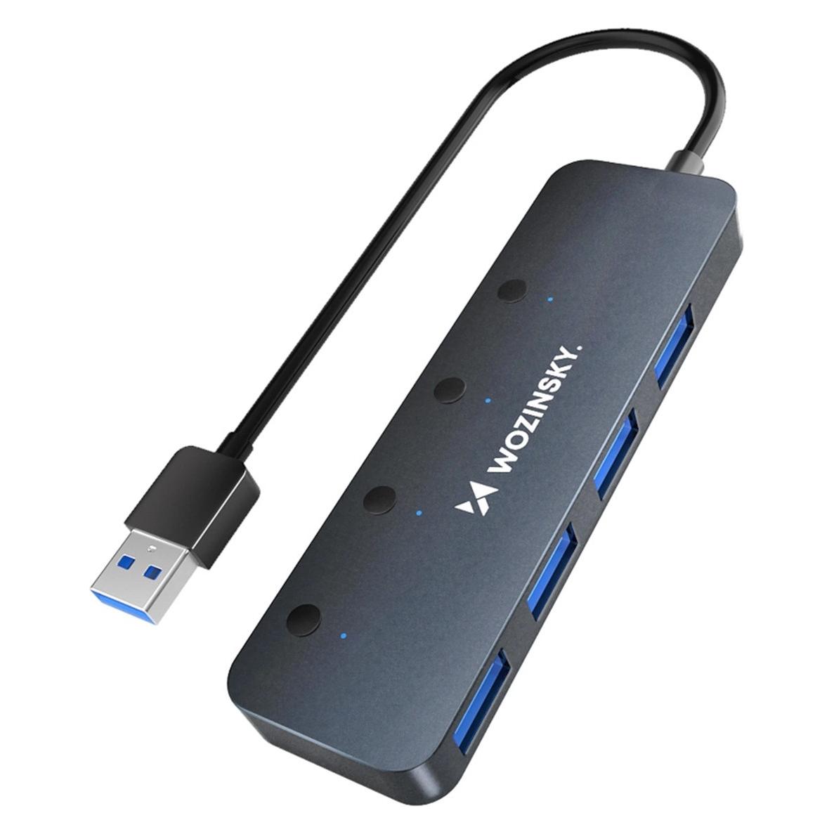 Wozinsky Hub rozdzielacz 4x USB-A z włącznikami aluminiowy - szary (USB-A, 4 Ports) (1409315874)