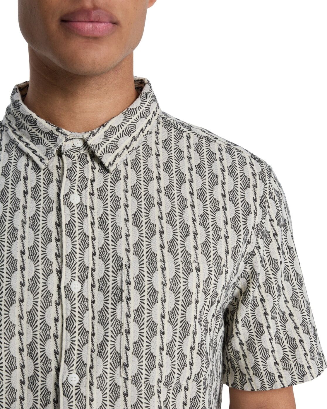Kurzarmhemd QUIKSILVER "Horizons", Herren, Gr. M, grau (bone horizons), Obermaterial: 100% Baumwolle., Hemden