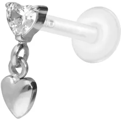 PTFE Labret mit Innengewinde + Titan-Aufsatz 2 HERZEN