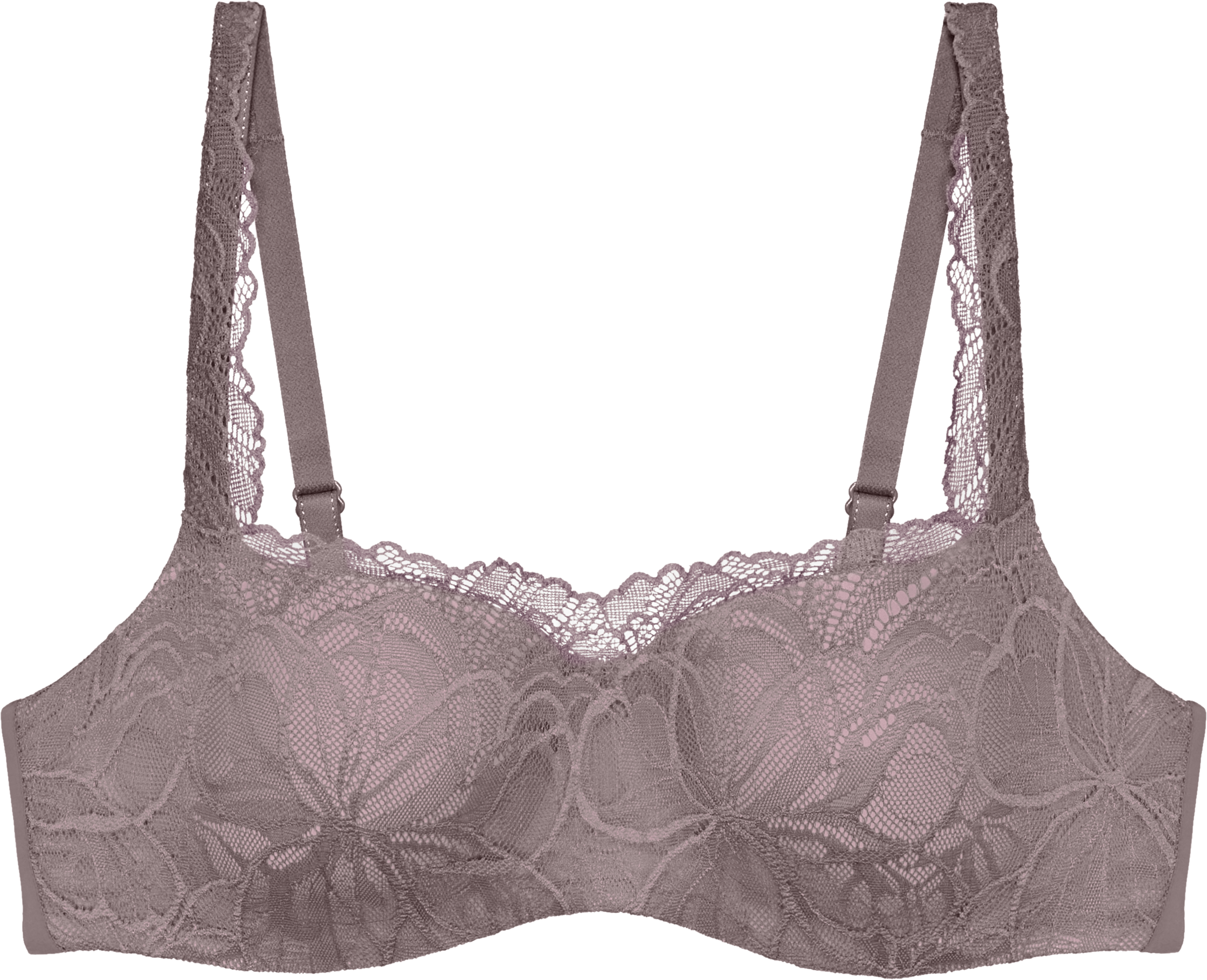 Balconette-BH TRIUMPH "Body Make-Up Illusion Lace", Damen, Gr. 90, Cup D, grau (pigeon grau), Microtouch, Obermaterial: 51% Polyamid, 37% Polyester, 12% Elasthan, leicht glänzend, unifarben, BHs Balconette-BH, Komfort Bügel, gepolstert, weiche Spitze pige