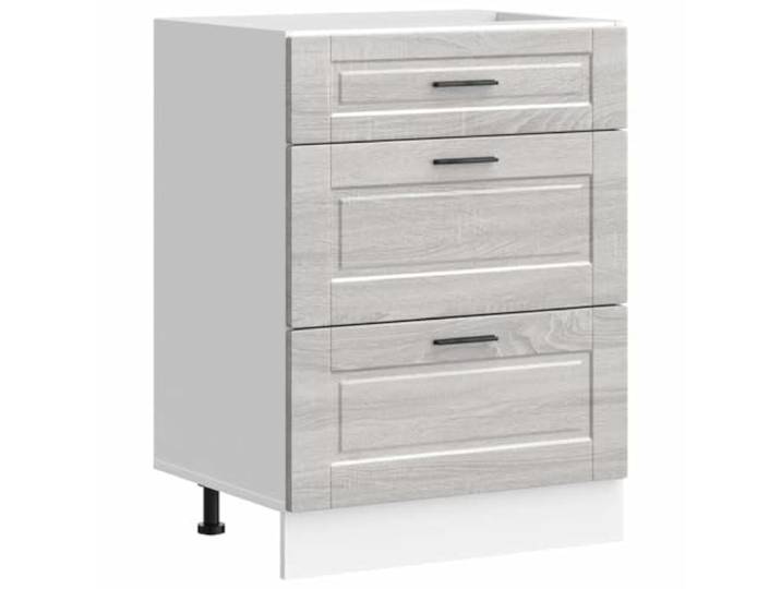 GPWERSDF Küchenunterschrank Porto Grau Sonoma Holzwerkstoff Verstellbare Füße, Feuchtigkeitsbeständig, Pflegeleicht, Mit Wandhalterung