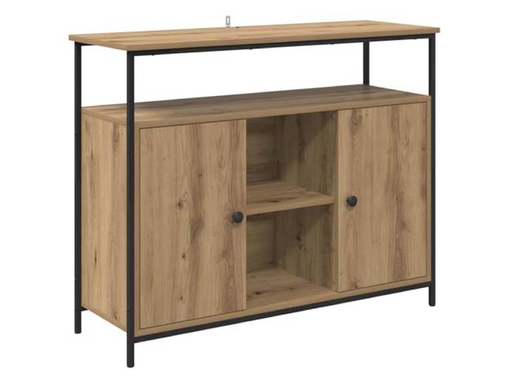 Sideboard Artisan-Eiche 100 x 35 x 80 cm Holzwerkstoff Moderne Einfachheit, Esszimmer, Küche, Regalböden, Türen, robuste Füße, mehrere Fächer, Deko-Fläche