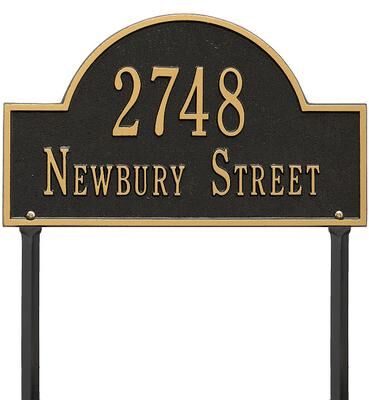 Arched Address Lawn Plaque - Black/Gold - Grandin Road