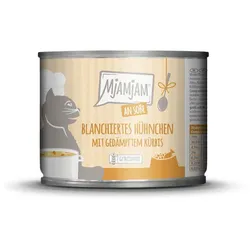 MJAMJAM an Soße 185g Katzennassfutter 6 x 185 Gramm blanchiertes Hühnchen mit gedämpften Kürbis