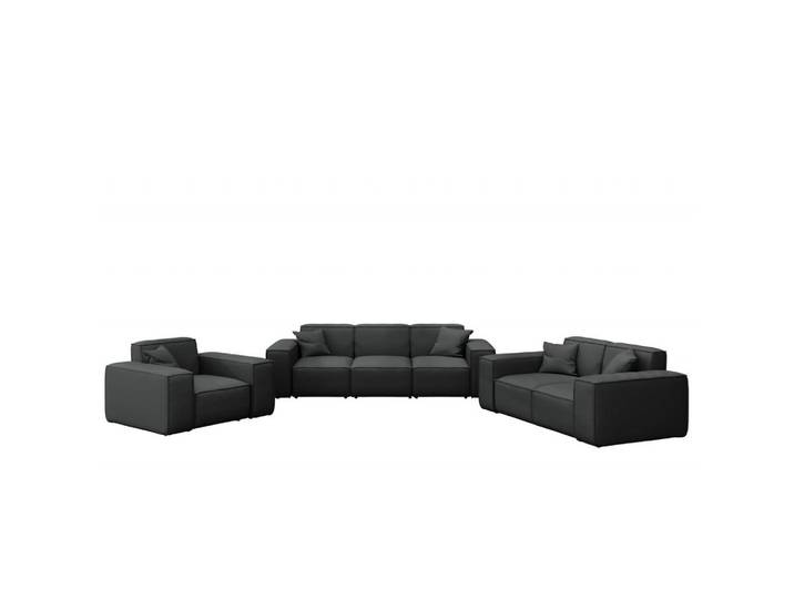 Kaiser Möbel Loungegarnitur 3 2 1 Gartenmöbel, Malibu Stoff Odyssey Schwarz, Holz, Gartenmöbel, Gartengarnituren, Gartenmöbel-Sets
