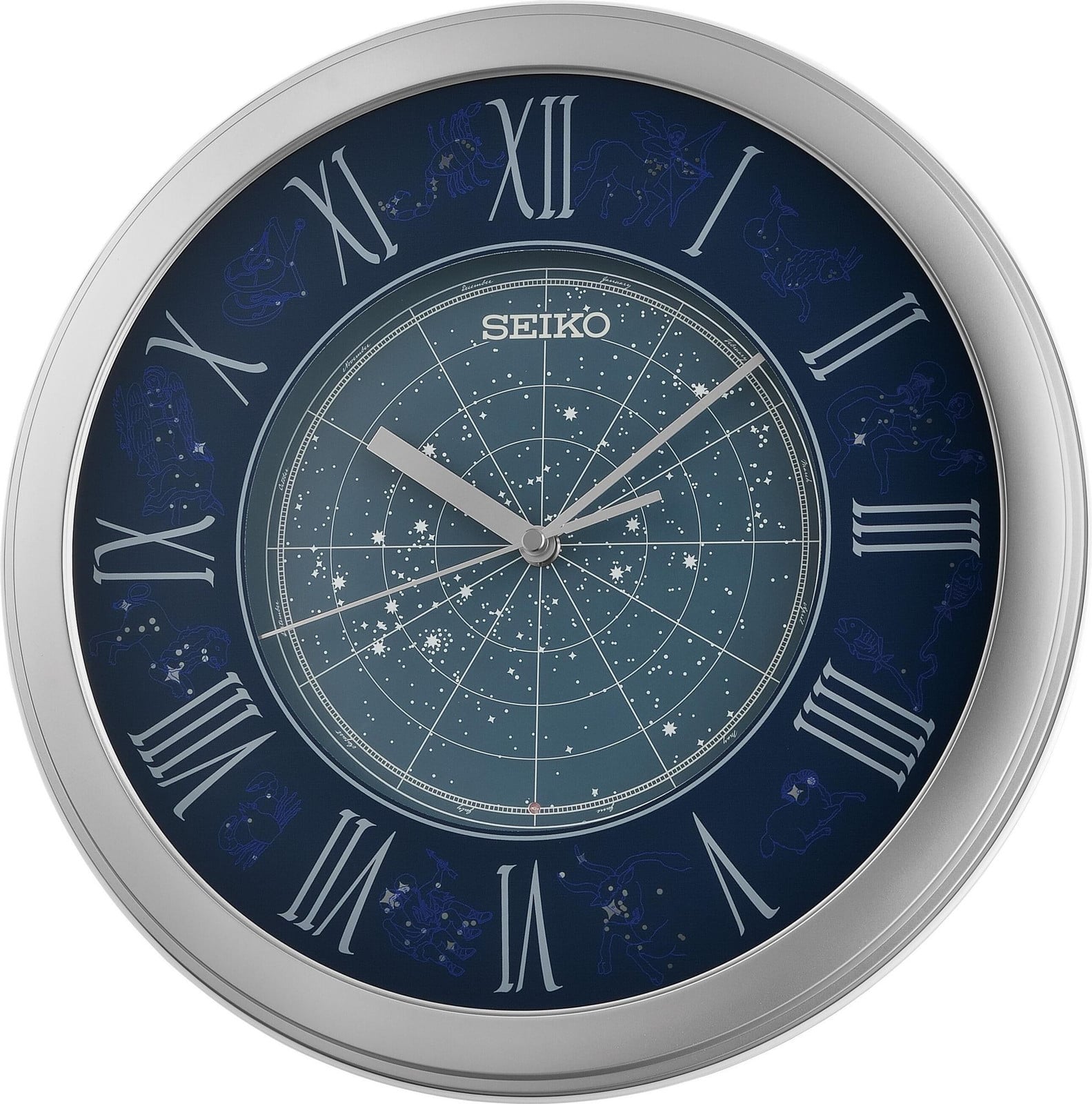 Seiko QHA013S Wandklok Sterrenbeeld Donkerblauw