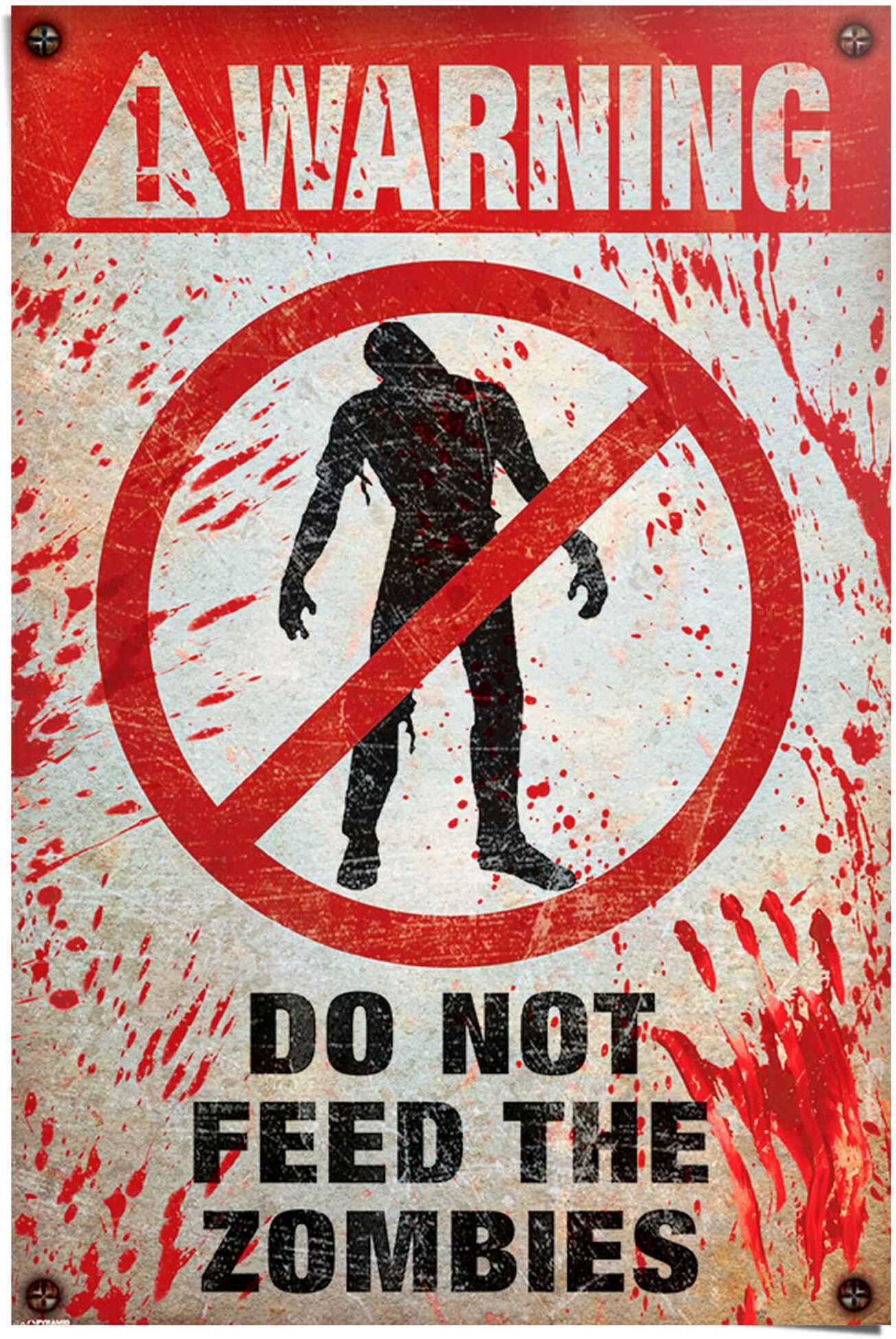 Reinders! Poster REINDERS "Warning Do Not Feed The Zombies", rot (farbe bild(er): rot), B:61cm H:91,5cm, Papier, Bilder, Poster