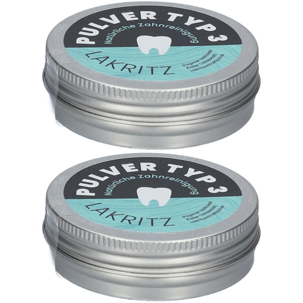 Zahnputzpulver Typ 3 - Kreide, Salz, Lakritzpulverextrakt - für Lakritzfans x2 2x25 g Pulver