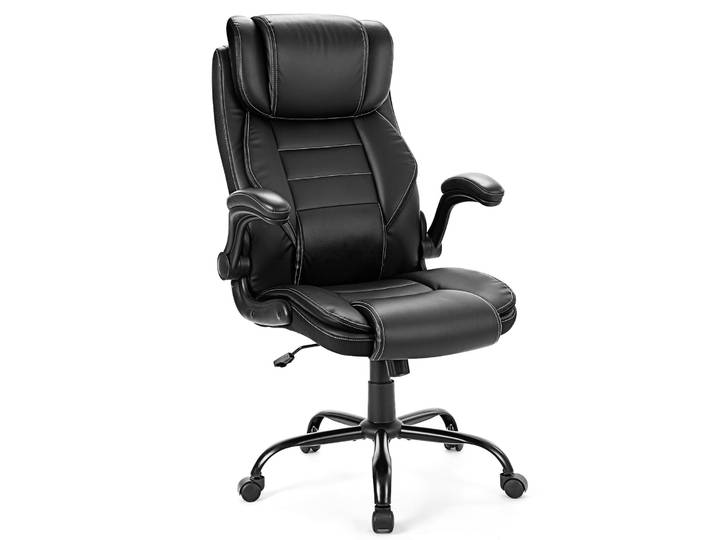 Chaise de bureau ergonomique de direction, dossier haut, simili cuir, appui-tête réglable, soutien lombaire, vérin à gaz, chaise de bureau pour bureau à domicile