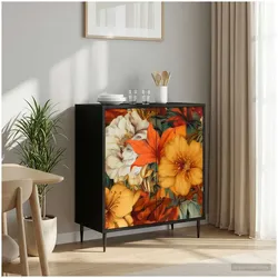 vidaXL, Kommode + Sideboard, Sideboard GENNEP Schwarz Eichen-Optik 69 x 33 x 76 cm (33 x 69 x 76 cm)