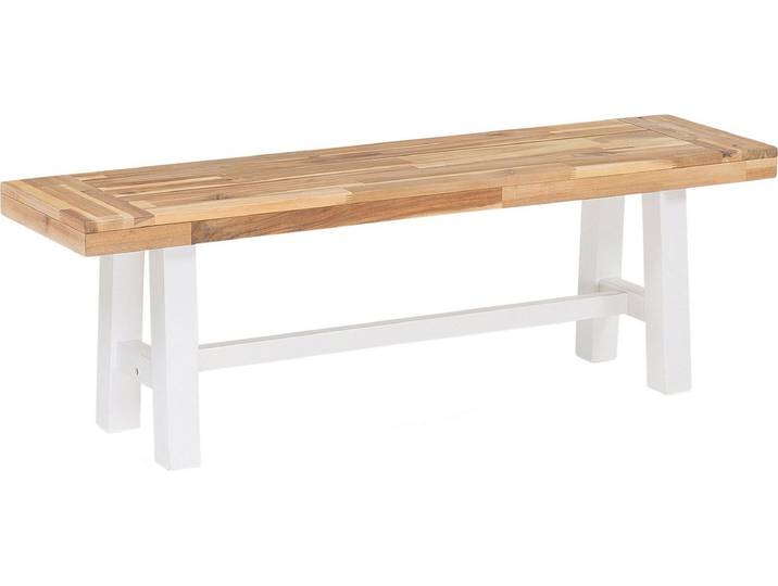 BELIANI Bank Braun / Weiß aus Akazienholz weiße Beine rustikal Indoor Outdoor