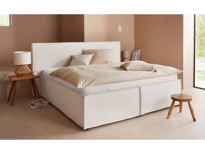 Polsterbett, 100% Polyester, Beige, 213×213 cm, Mit Kopfteil, Modern, LeGer