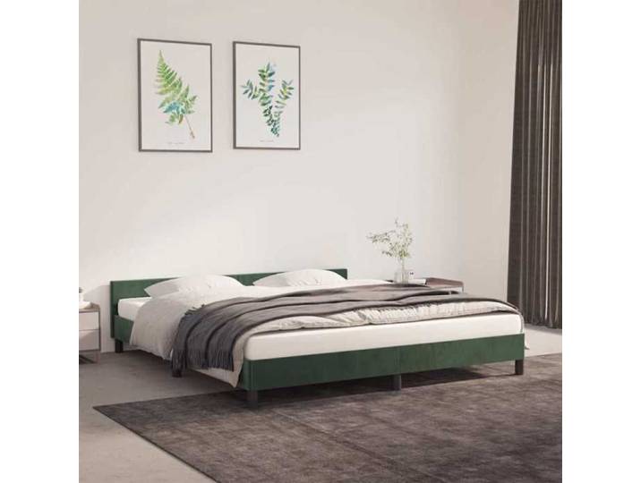 Cadre de lit double-Lit adulte contemporain-sans matelas-vert foncé 180x200 cm velours BDMF00373471251